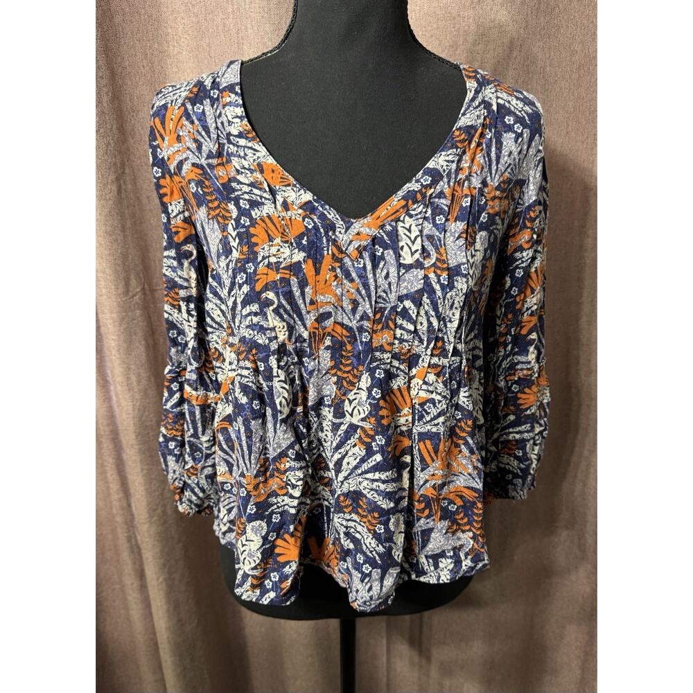 Maeve Anthropologie Boho Women’s Top Blouse XS Multicolor Blue 3/4 Sleeve - Picture 8 of 8